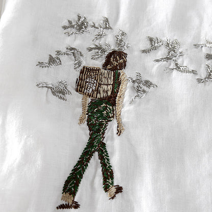 Traveler Linen Embroidered Short-sleeved T-shirt