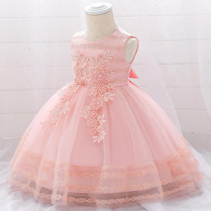 One-year-old Child Flower Birthday Princess Dress