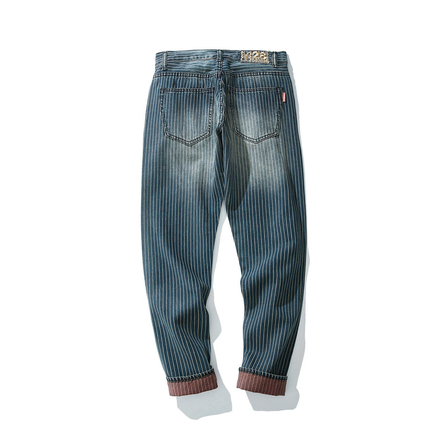 Striped Retro Washed Casual  Denim Pants