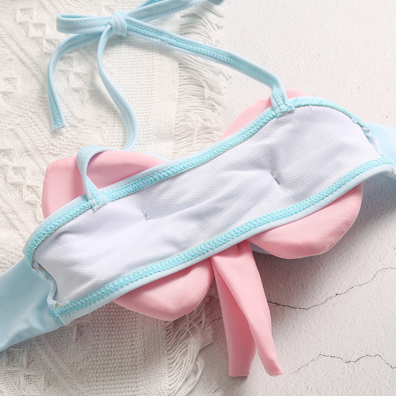 Girls Sunscreen Three-piece Swimsuit