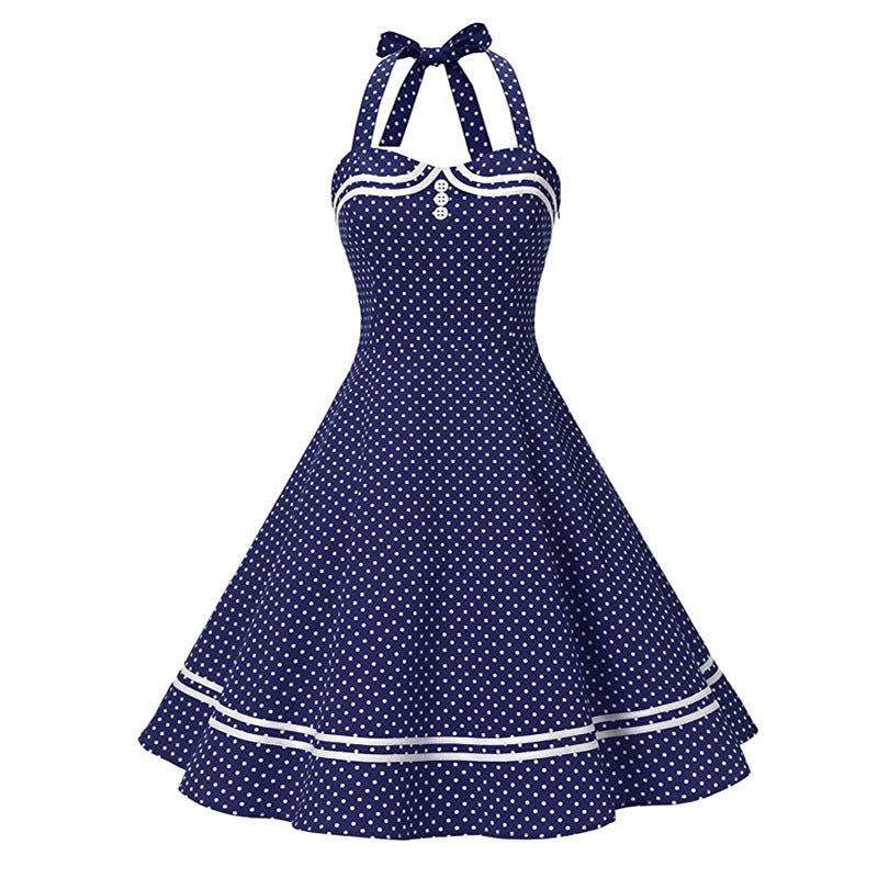 Retro Halter Polka Dot Halterneck Dress