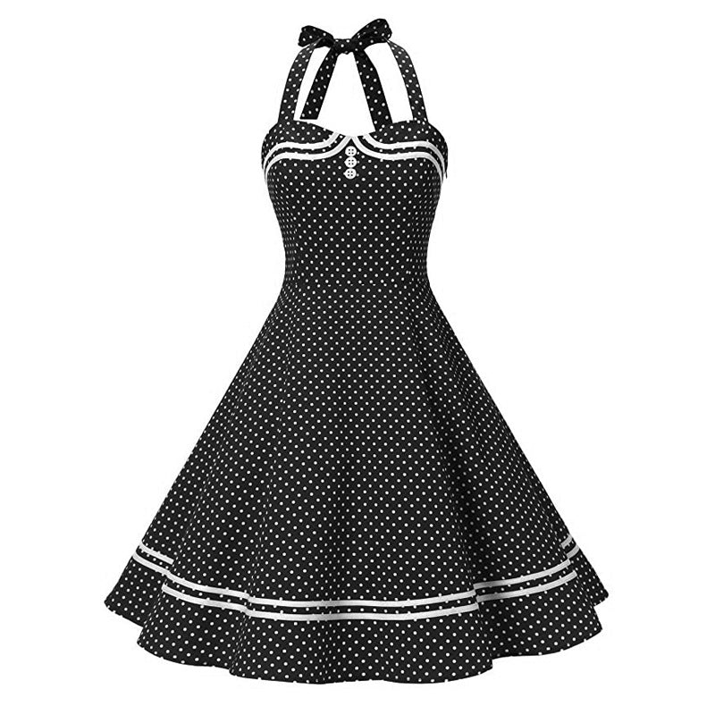 Retro Halter Polka Dot Halterneck Dress