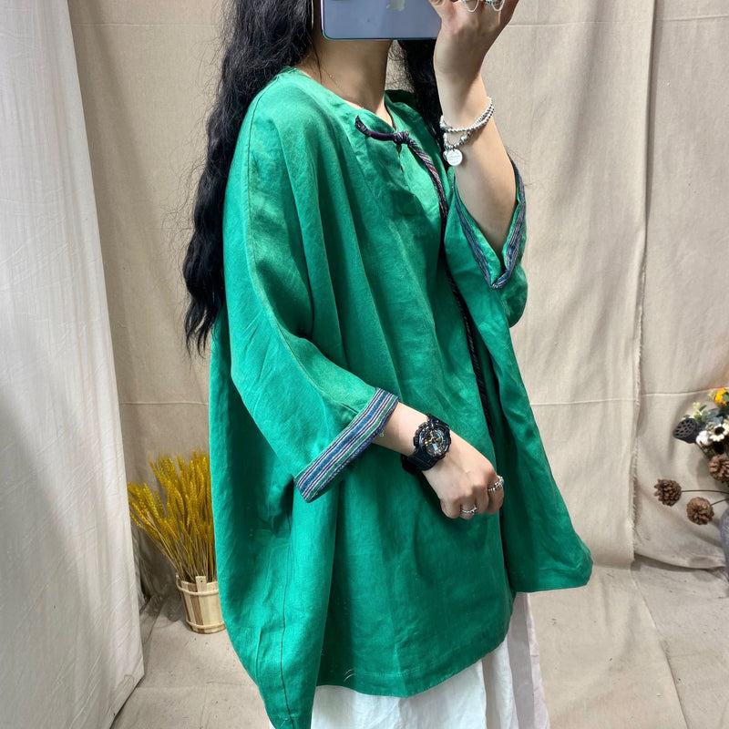 Loose Linen Retro Blouse