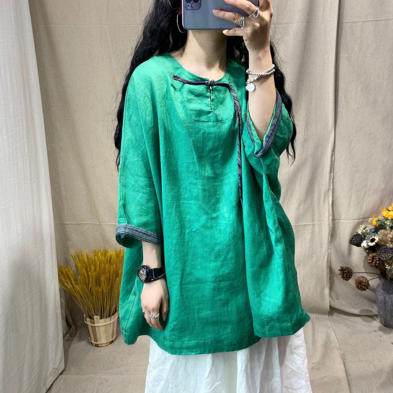 Loose Linen Retro Blouse
