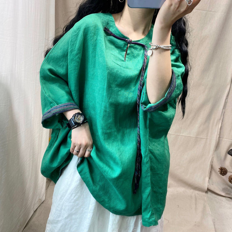 Loose Linen Retro Blouse