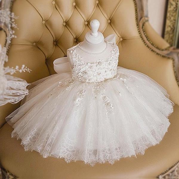 Elegant Embroidery Baby Flower Girl Fluffy Dress