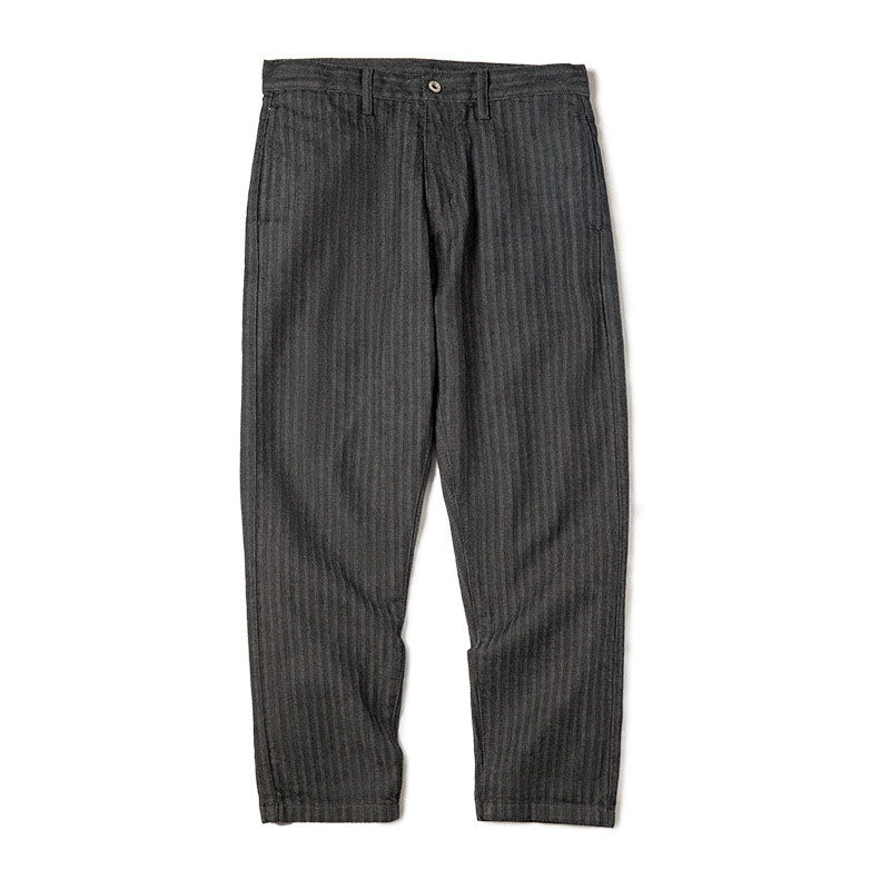 Retro Straight-leg Herringbone Twill Striped Jeans