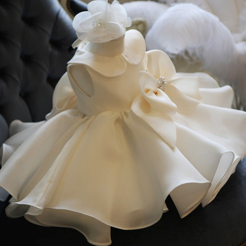 Elegant Girl Lapel Puffy Princess Dress