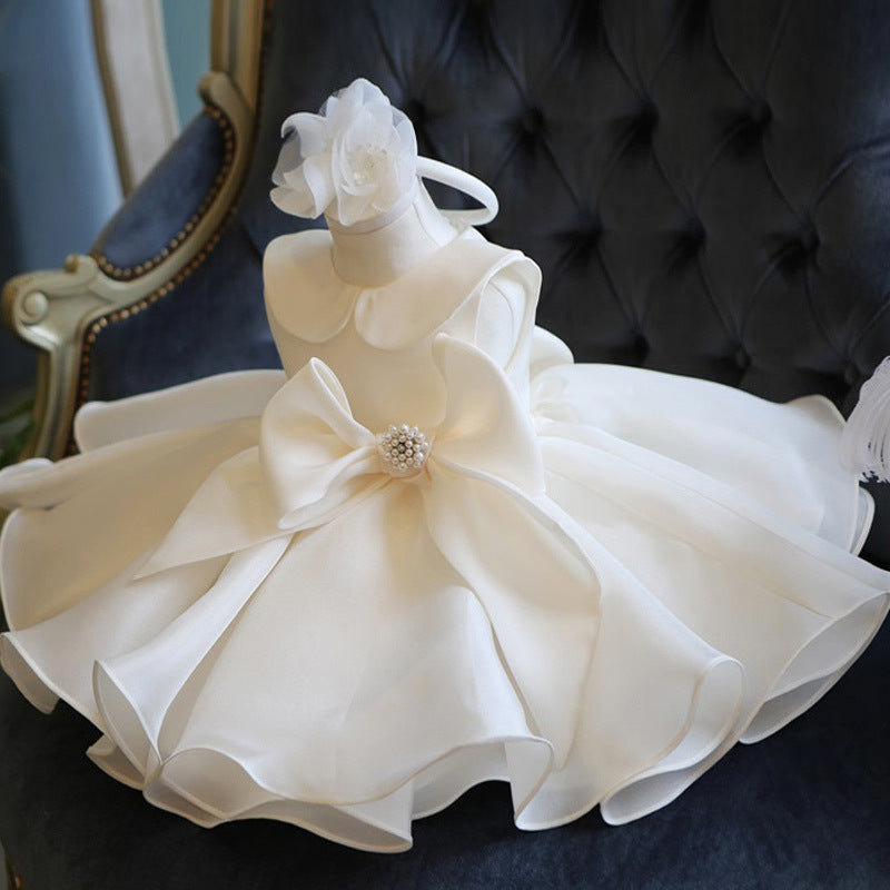 Elegant Girl Lapel Puffy Princess Dress