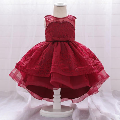Girls Embroidered Tailing Birthday Party Dress