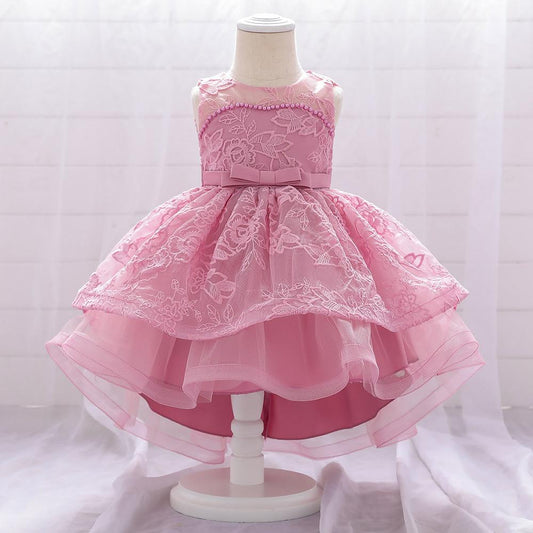 Girls Embroidered Tailing Birthday Party Dress