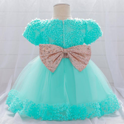 Summer Baby Girls Cute Bow Fluffy  Dress