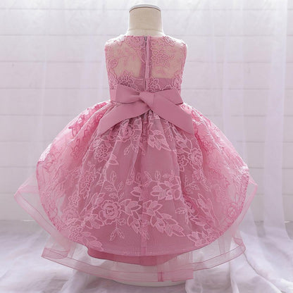 Girls Embroidered Tailing Birthday Party Dress