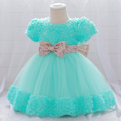 Summer Baby Girls Cute Bow Fluffy  Dress