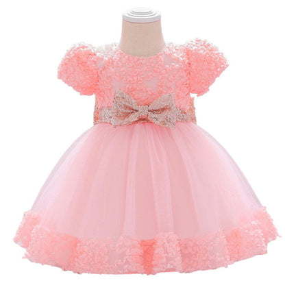 Summer Baby Girls Cute Bow Fluffy  Dress