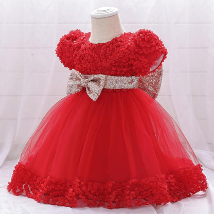 Summer Baby Girls Cute Bow Fluffy  Dress