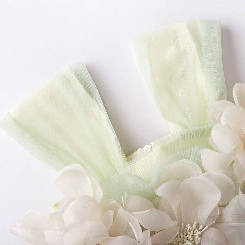 Green Flowers Fluffy Princess Dress