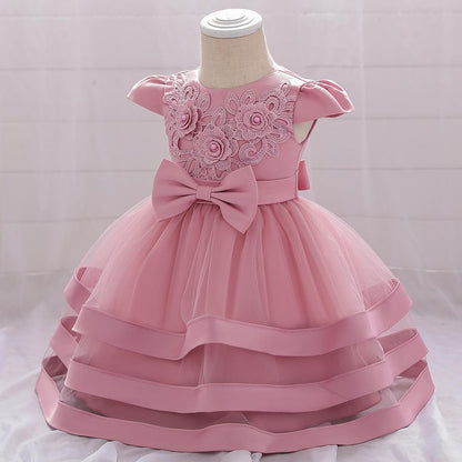 Baby Girls Bow-knot Cake Party Dress