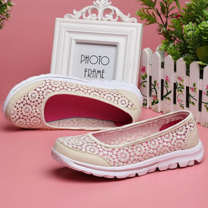 Women Casual Breathable Hollow Lace Flats Shoes