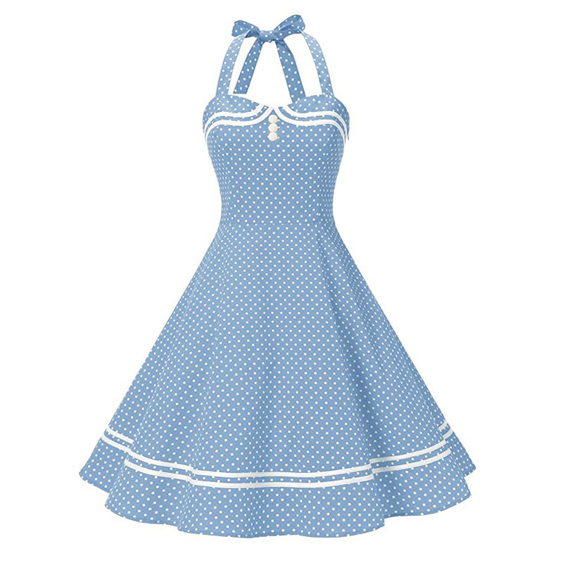Retro Halter Polka Dot Halterneck Dress