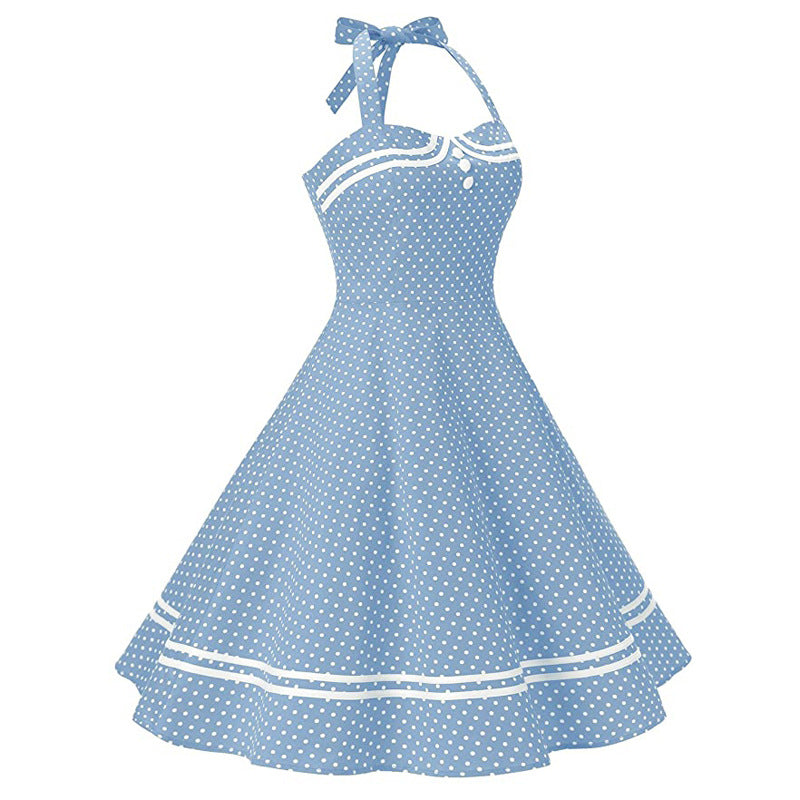 Retro Halter Polka Dot Halterneck Dress