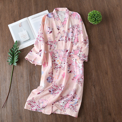 Pure Cotton Loose Kimono Nightgown