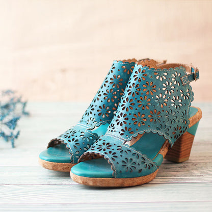 Retro Hollow Fish Mouth Handmade Sandals