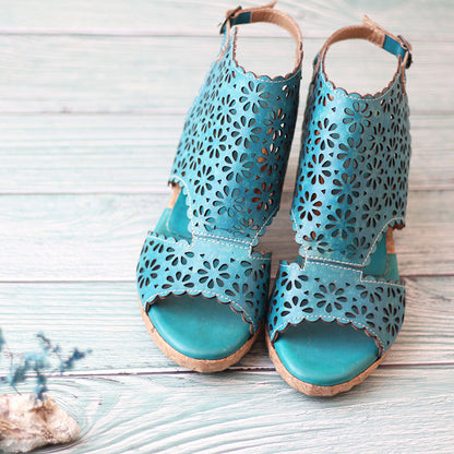 Retro Hollow Fish Mouth Handmade Sandals