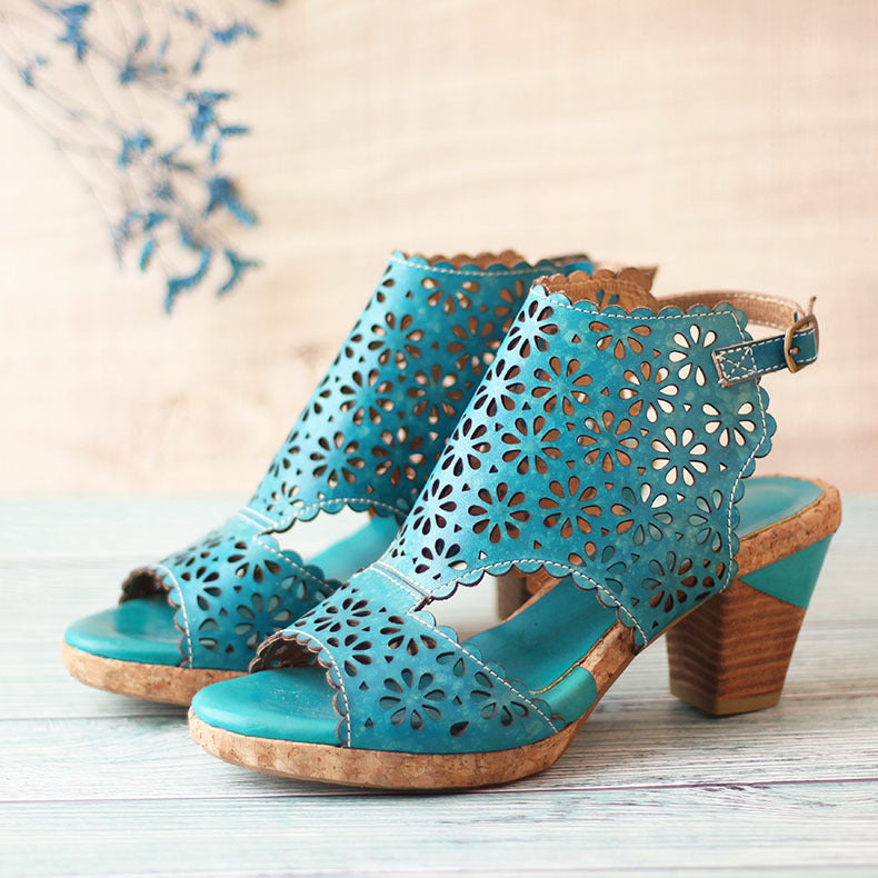 Retro Hollow Fish Mouth Handmade Sandals