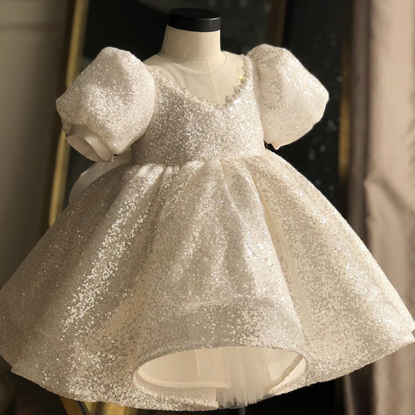 White Sequined Princess Dress