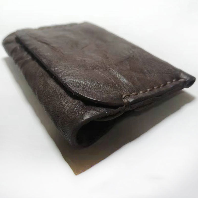 Handmade Cowhide Change Card Case Retro Wallet