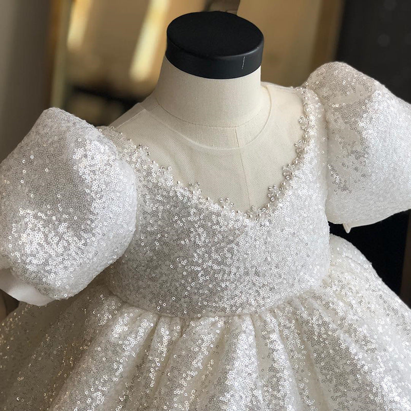 White Sequined Princess Dress