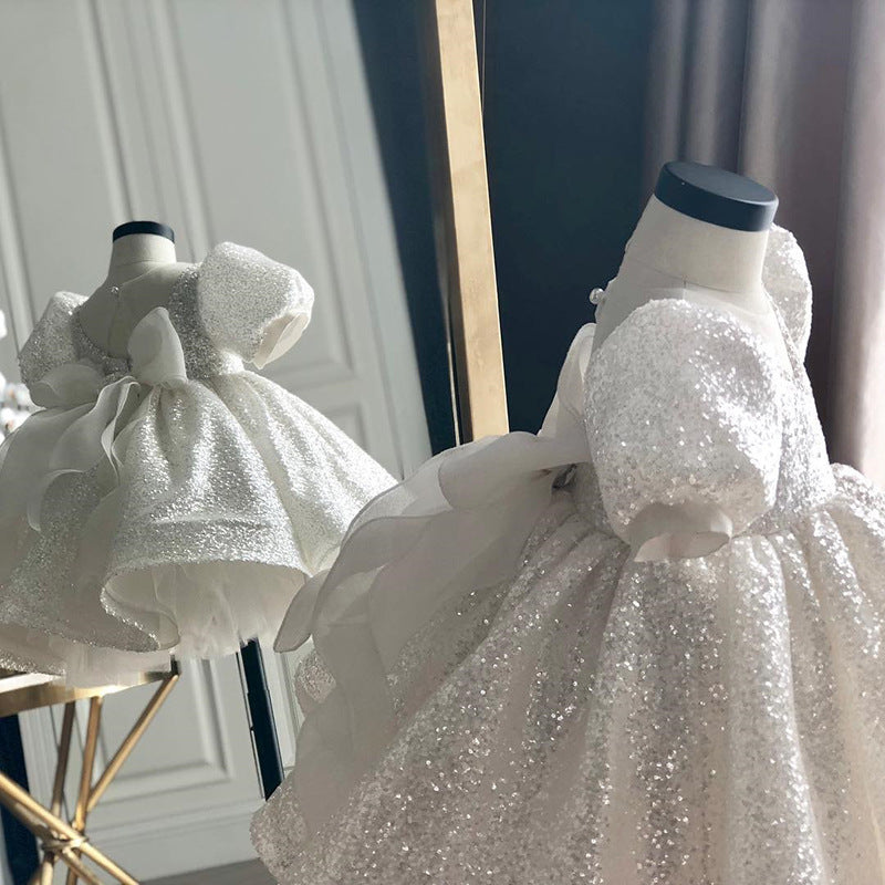 White Sequined Princess Dress