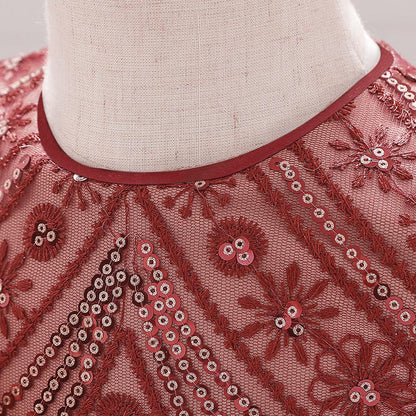 Girls Newborn Sequin Embroidered Puffy Birthday Dress