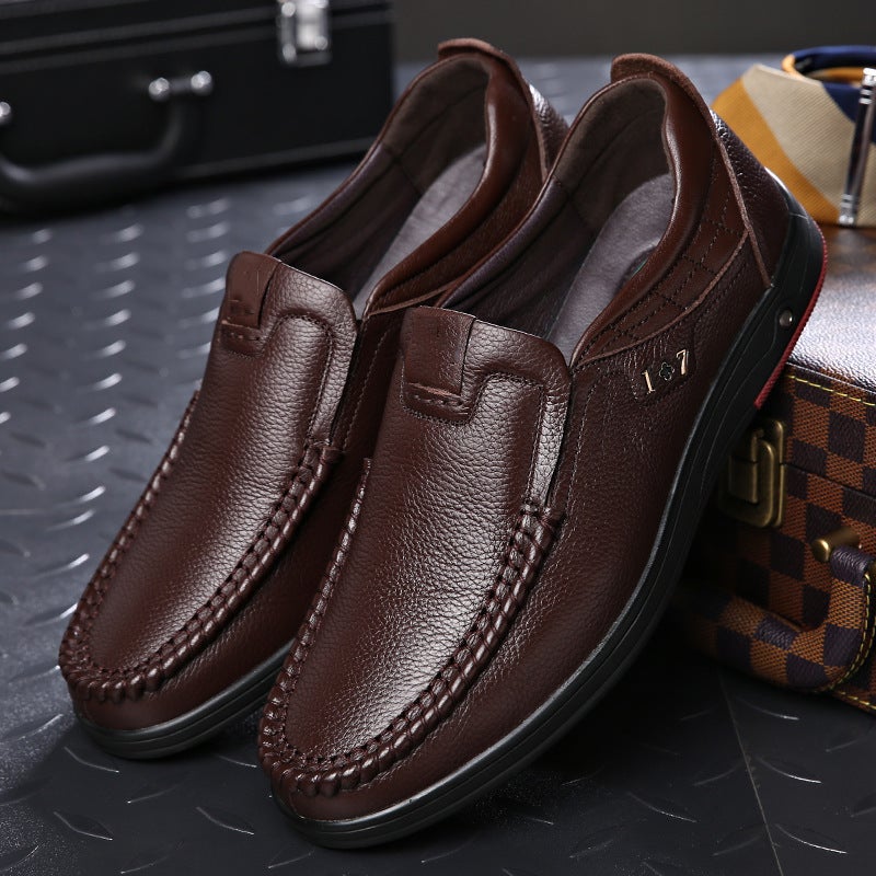 Mens Casual Genuine Leather Soft Insole  Business Loafers