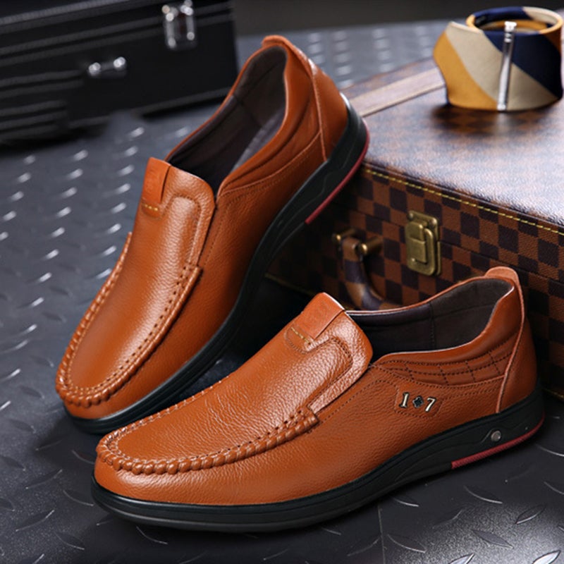 Mens Casual Genuine Leather Soft Insole  Business Loafers