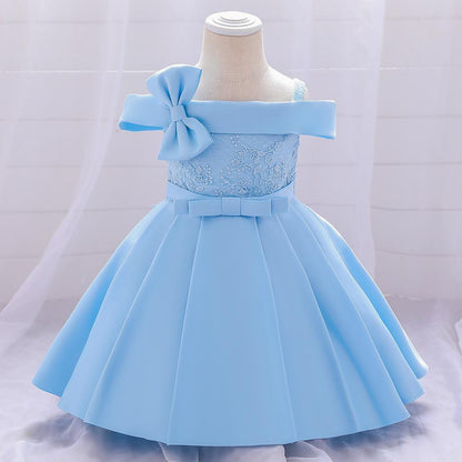 Elegant Girl's Butterfly Bow Fluffy Princess Dress