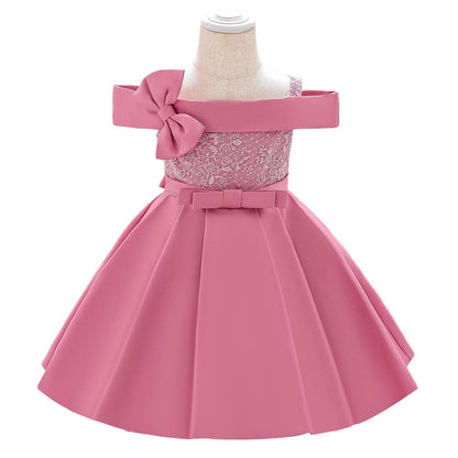 Elegant Girl's Butterfly Bow Fluffy Princess Dress
