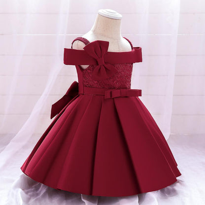 Elegant Girl's Butterfly Bow Fluffy Princess Dress