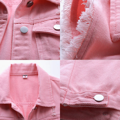 Multicolor Denim Vest Sleeveless Jacket