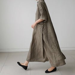 Short Sleeve Cotton Llinen Dress