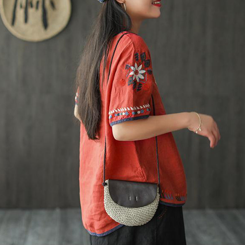 Flower Embroidered T-shirt