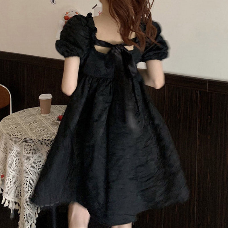French Retro Bubble Short Sleeve Dress