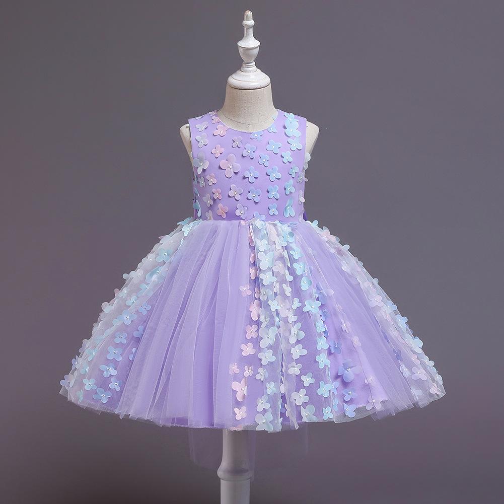 Sweet Girls Applique Princess Birthday Fluffy Dress