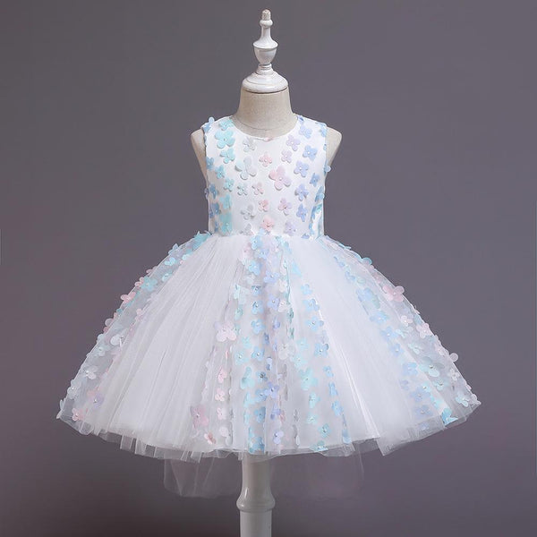 Sweet Girls Applique Princess Birthday Fluffy Dress