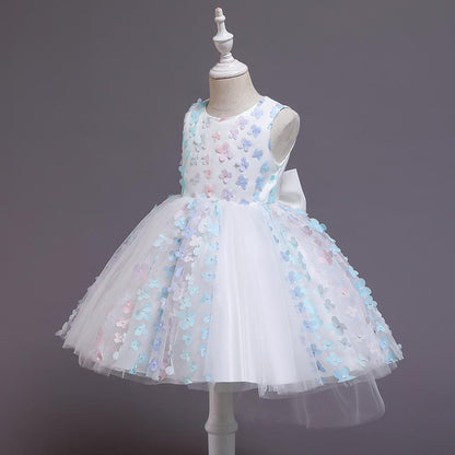 Sweet Girls Applique Princess Birthday Fluffy Dress