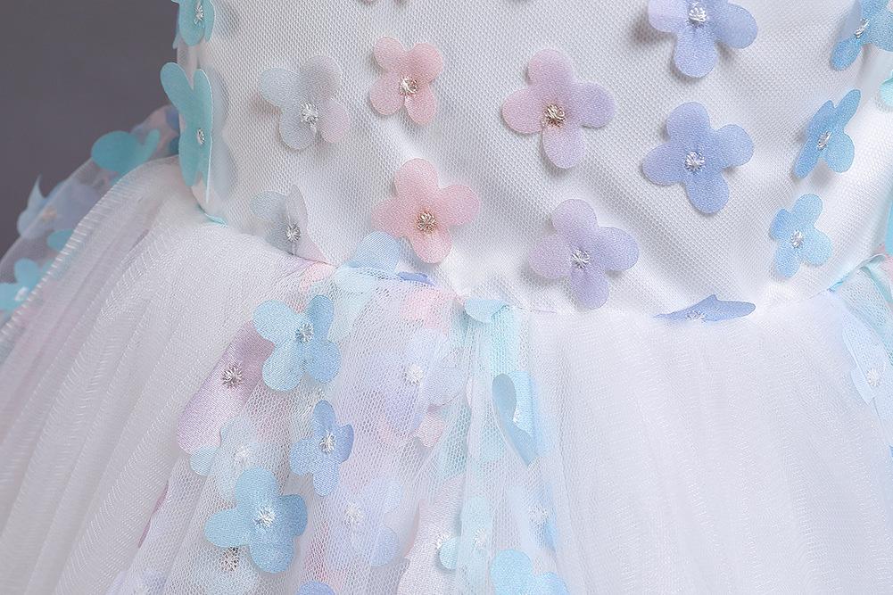 Sweet Girls Applique Princess Birthday Fluffy Dress