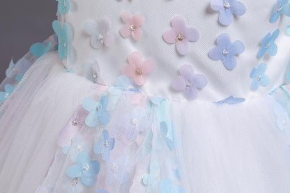Sweet Girls Applique Princess Birthday Fluffy Dress