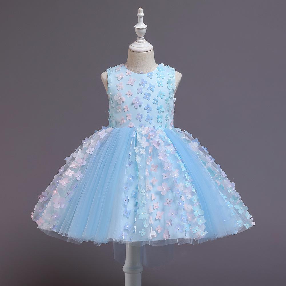 Sweet Girls Applique Princess Birthday Fluffy Dress