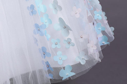 Sweet Girls Applique Princess Birthday Fluffy Dress